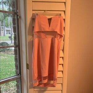 Tobi LARGE Strapless Light Pink Sheer Sweetheart Neckline mini dress